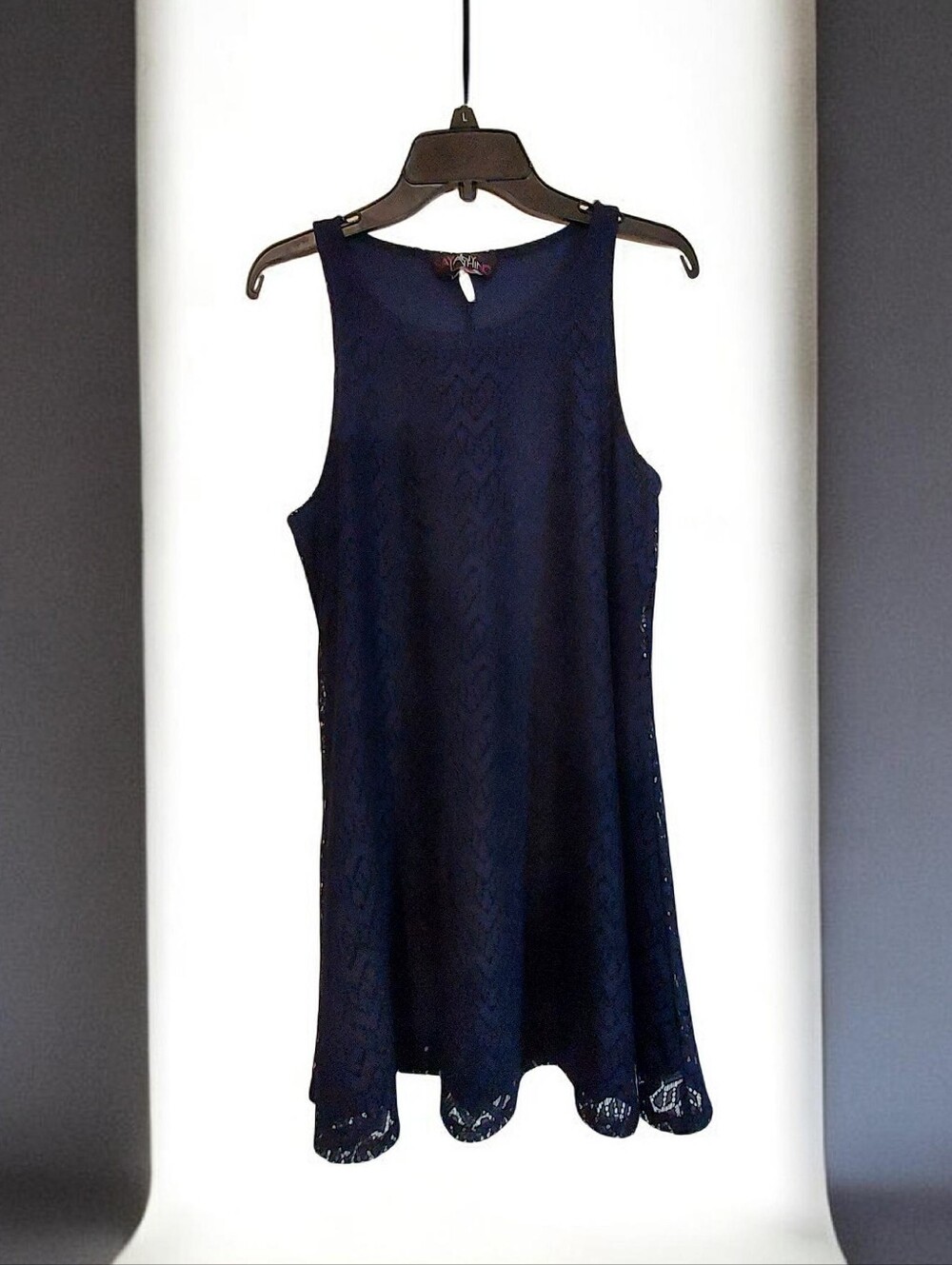 Say Anything Women's Navy Lace Swing Tank Dress